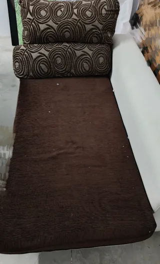 Sofá Chaiselongue 2 Piezas Marrón/Blanco