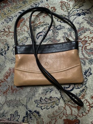 Bolso mini piel CS beige y negro