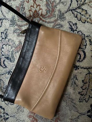 Bolso mini piel CS beige y negro