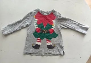 Camiseta Elfa Navidad Manga Larga Gris H&M