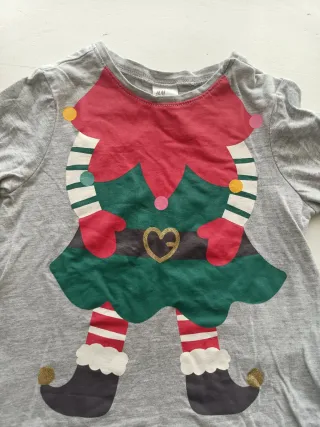 Camiseta Elfa Navidad Manga Larga Gris H&M