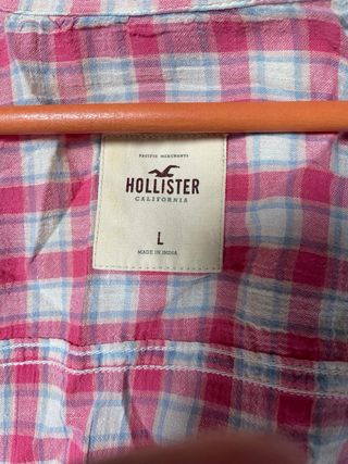 Camisa Hollister cuadros rosa y blanco mujer