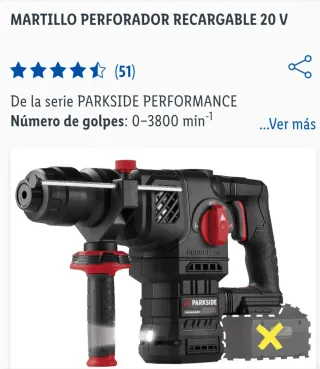 Martillo Perforador Parkside 20V Brushless