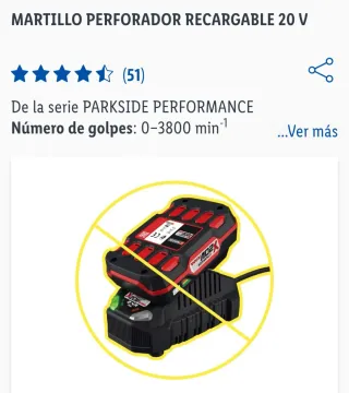 Martillo Perforador Parkside 20V Brushless