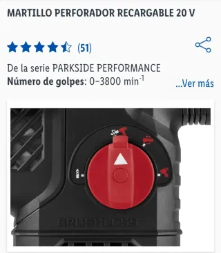 Martillo Perforador Parkside 20V Brushless