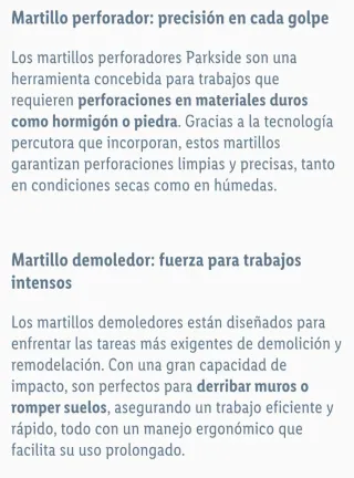 Martillo Perforador Parkside 20V Brushless