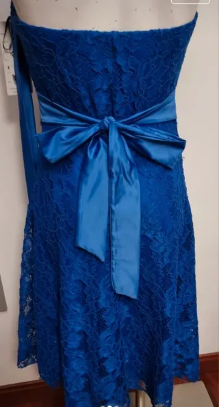 Vestido fiesta encaje azul nuevo talla 42