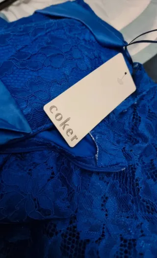 Vestido fiesta encaje azul nuevo talla 42