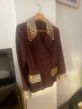 Chaqueta Lana Marrón con Estampado print