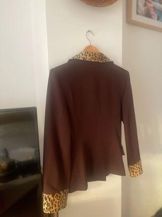 Chaqueta Lana Marrón con Estampado print