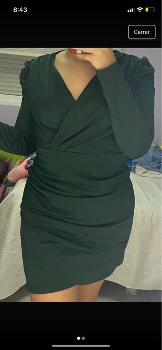 Vestido verde militar de manga larga