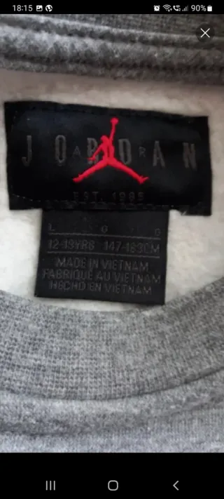 Sudadera Jordan Gris Niño 12 años