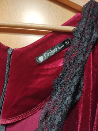 Vestido terciopelo negro y rojo