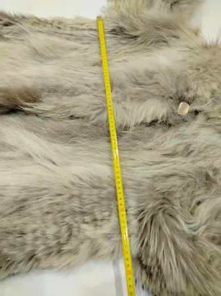 Giaccone di pelliccia beige/grigio