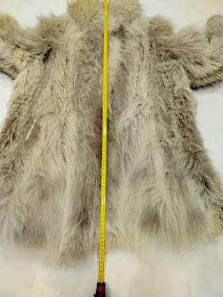 Giaccone di pelliccia beige/grigio