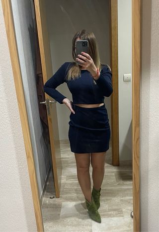 Botines Zara Serraje Verde Talla 36