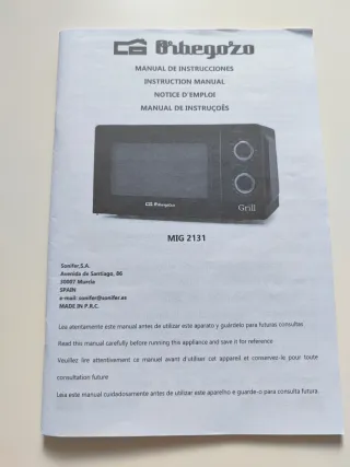 Microondas Orbegozo MIG2131 con Grill