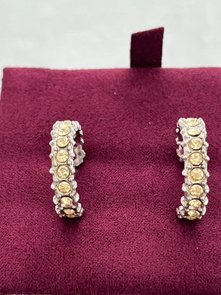 Pendientes Aro Circonitas Plata y Amarillo