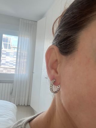 Pendientes Aro Circonitas Plata y Amarillo