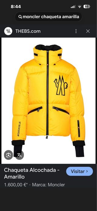 Chaqueta Moncler Amarilla con etiqueta