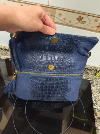 Bolso CHADID piel serraje azul