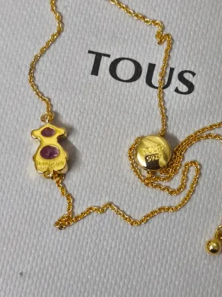 Pulsera Tous Oso Rosa Baño Oro