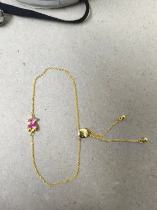 Pulsera Tous Oso Rosa Baño Oro