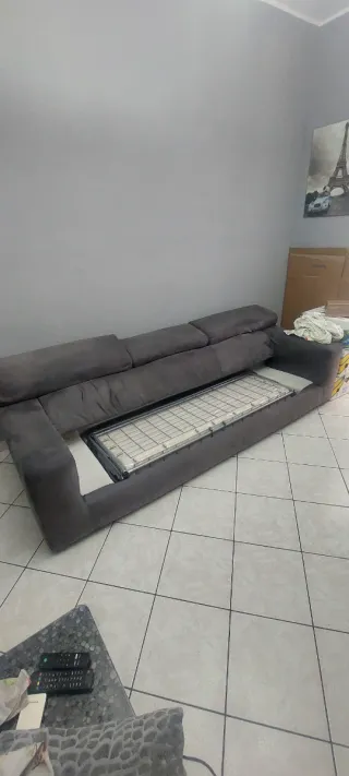 Divano letto Poltrone Sofà grigio tessuto