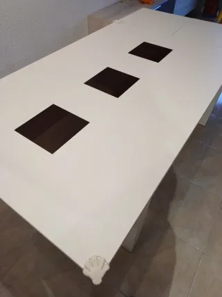 Mesa comedor extensible madera y cristal