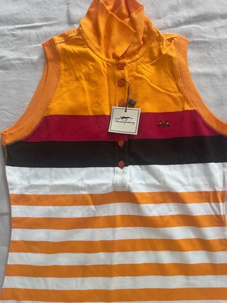 Polo sin mangas Burberry naranja y blanco