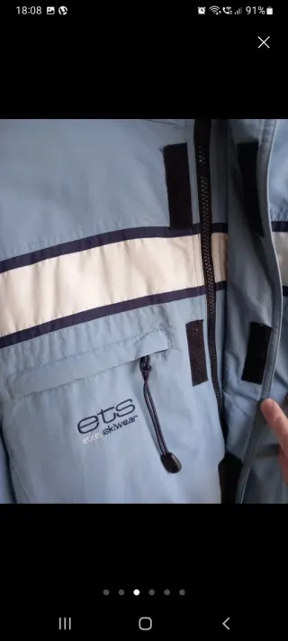 Chaqueta de nieve ETS azul y blanca