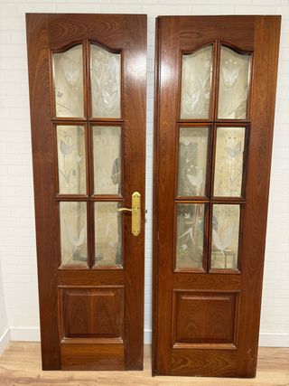 Puertas de madera con cristal 61 x 1,98 cm