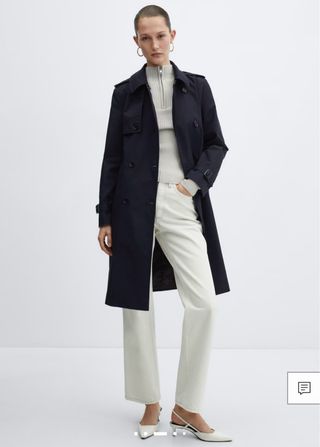 Gabardina Mango Negra con Cinturón