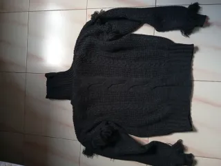 Jersey cuello alto mujer negro