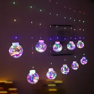 Tenda luminosa sfere natalizie multicolor