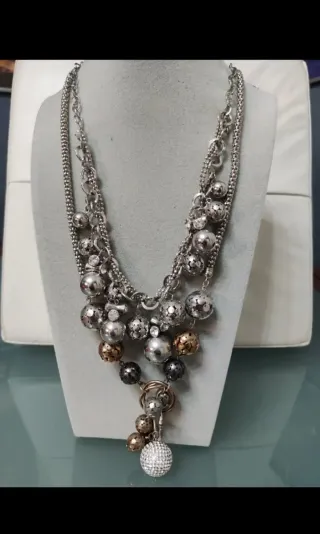 Set 5 collane vintage nero e argento