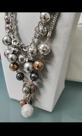 Set 5 collane vintage nero e argento