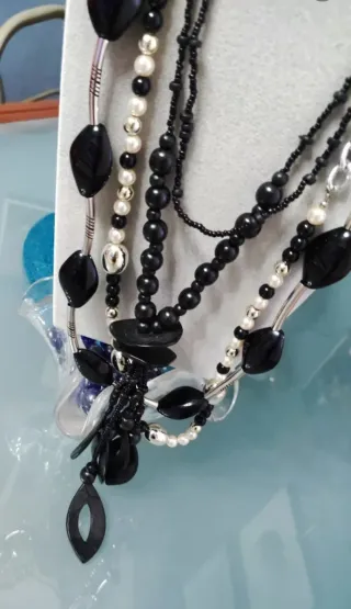 Set 5 collane vintage nero e argento