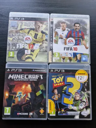 Lote 4 Giochi PS3: FIFA 10, 17, Minecraft, Toy Sto