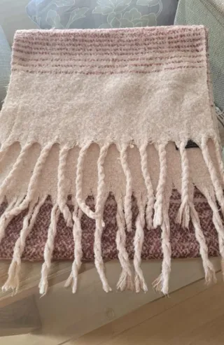 Bufanda grande beige y rosa