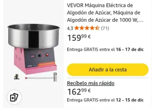 Máquina Algodón Azúcar Eléctrica VEVOR 1000W
