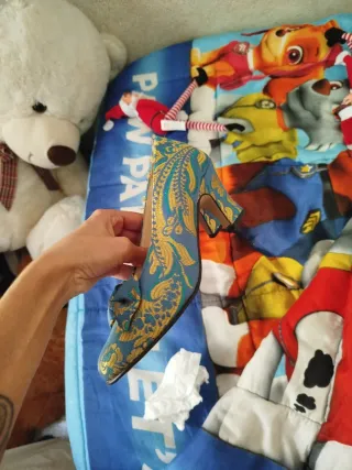 Scarpe eleganti Sears blu e dorate