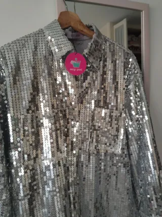 Sobrecamisa Lily Rose lentejuelas plateadas