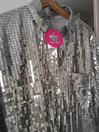 Sobrecamisa Lily Rose lentejuelas plateadas