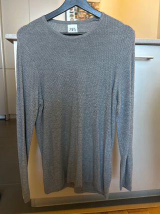 Camiseta Zara Manga Larga Gris Talla S