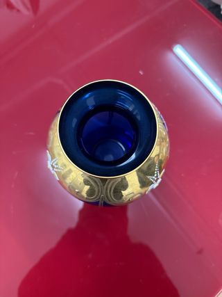 Vaso di vetro Murano blu e oro