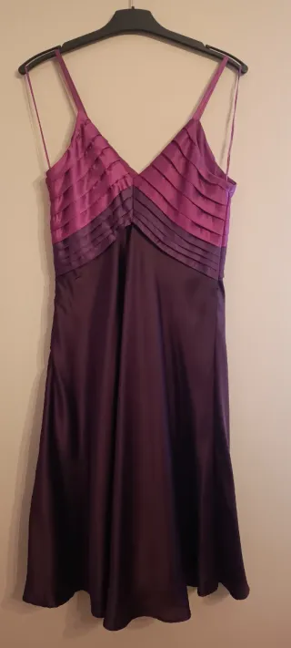 Vestido midi tirantes raso morado XL