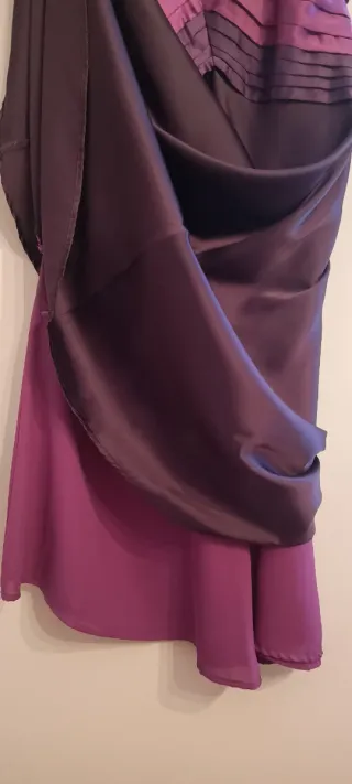 Vestido midi tirantes raso morado XL