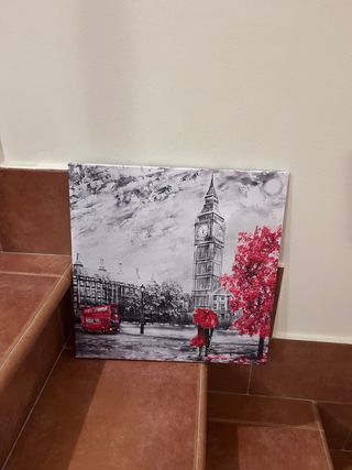 Cuadro Big Ben Londres Rojo y Blanco