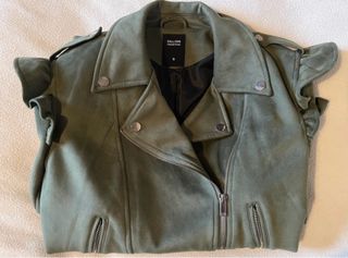 Chiodo scamosciato verde Calliope taglia S